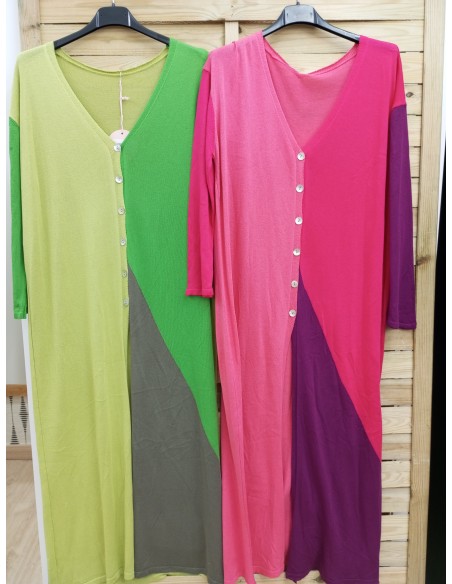 Rebeca larga con botones tricolor