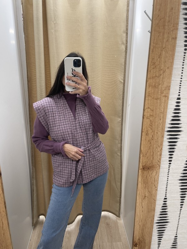 chaleco cuadritos con cinturon 2