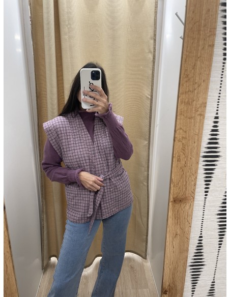 chaleco cuadritos con cinturon