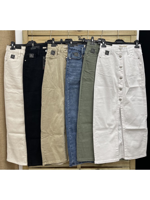 falda larga vaquera con botones