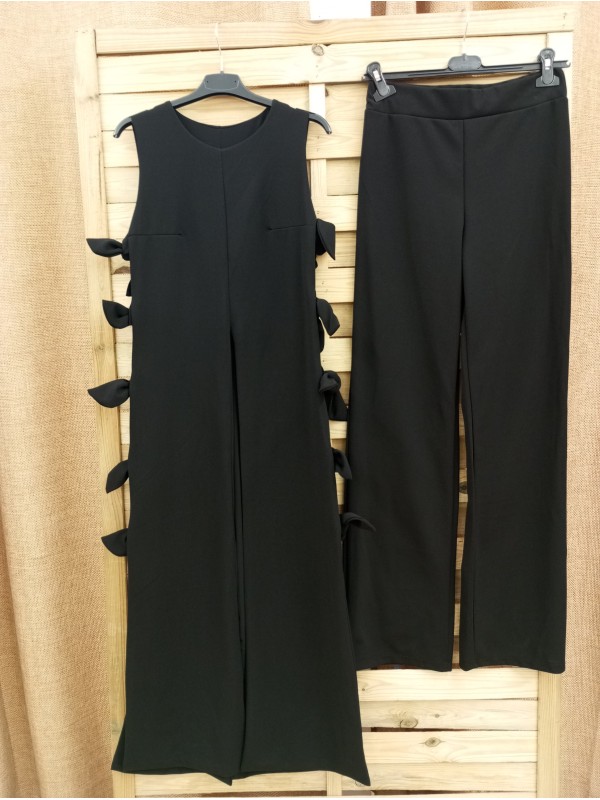Conjunto chaleco lazos y pantalón recto 2