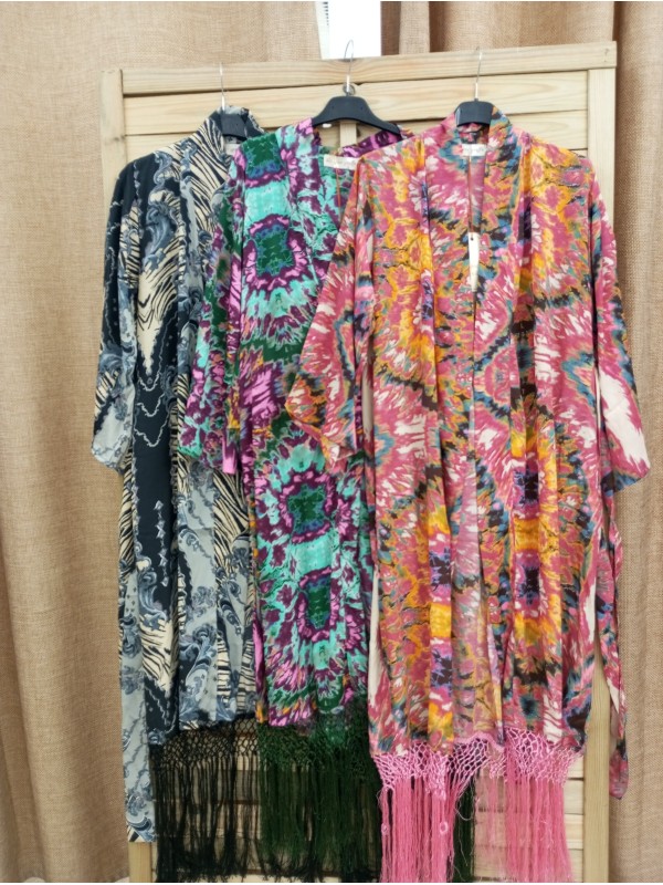 Kimono largo stamp flecado
