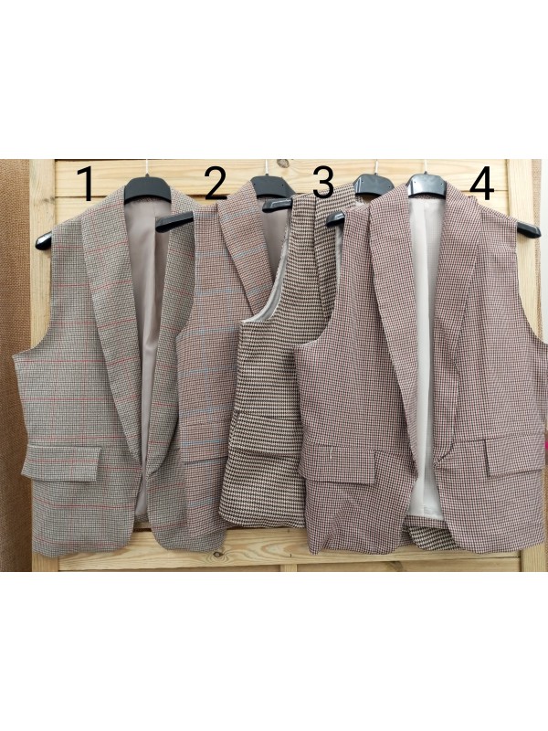 Chaleco corto de cuadritos con solapa