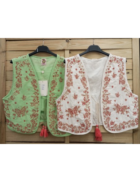 chaleco bordado con bolitas