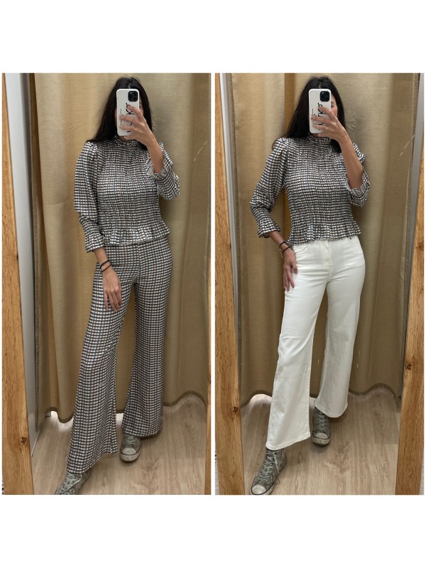 Camisa fruncida cuadros