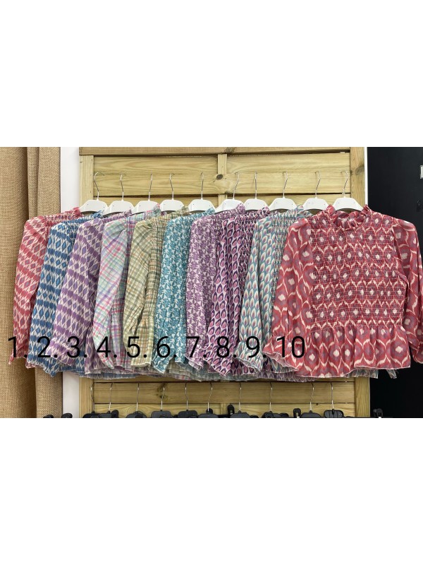 camisa fruncida de gasa con brillito