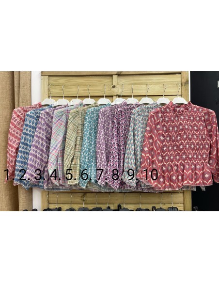 camisa fruncida de gasa con brillito