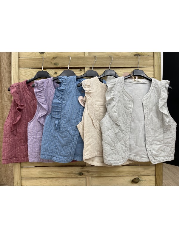 chaleco volantitos de plumeti con brillitos