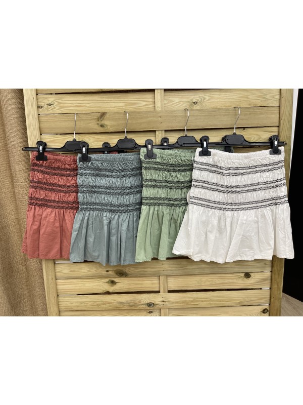 falda mini con frunce e hilitos negros