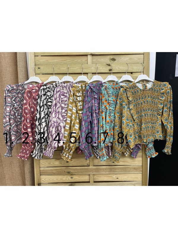 camisa estampada fruncido delantero