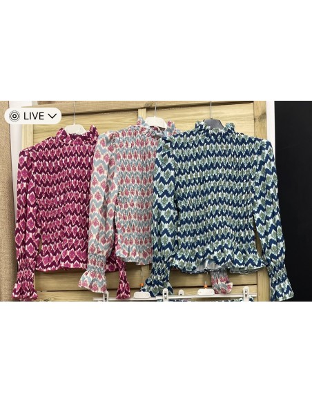 camisa fruncida de hojita tricolor