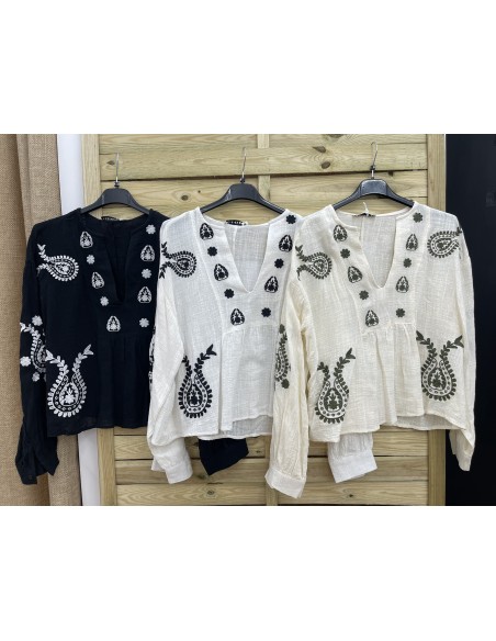 camisa de lino bordada