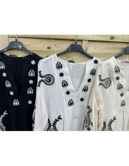 camisa de lino bordada