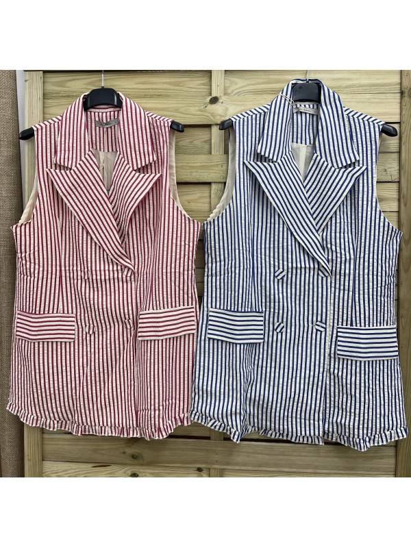 chaleco cruzado de rayas