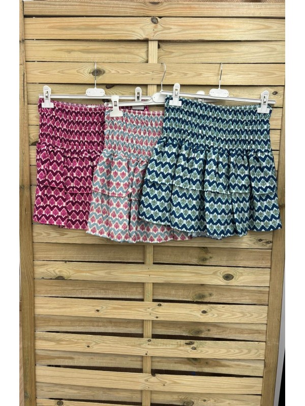 Falda doble volante hojitas tricolor