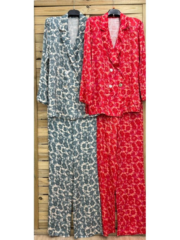 Traje de chaqueta estampado flores