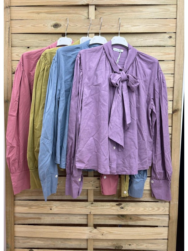 Camisa con lazo en cuello 2