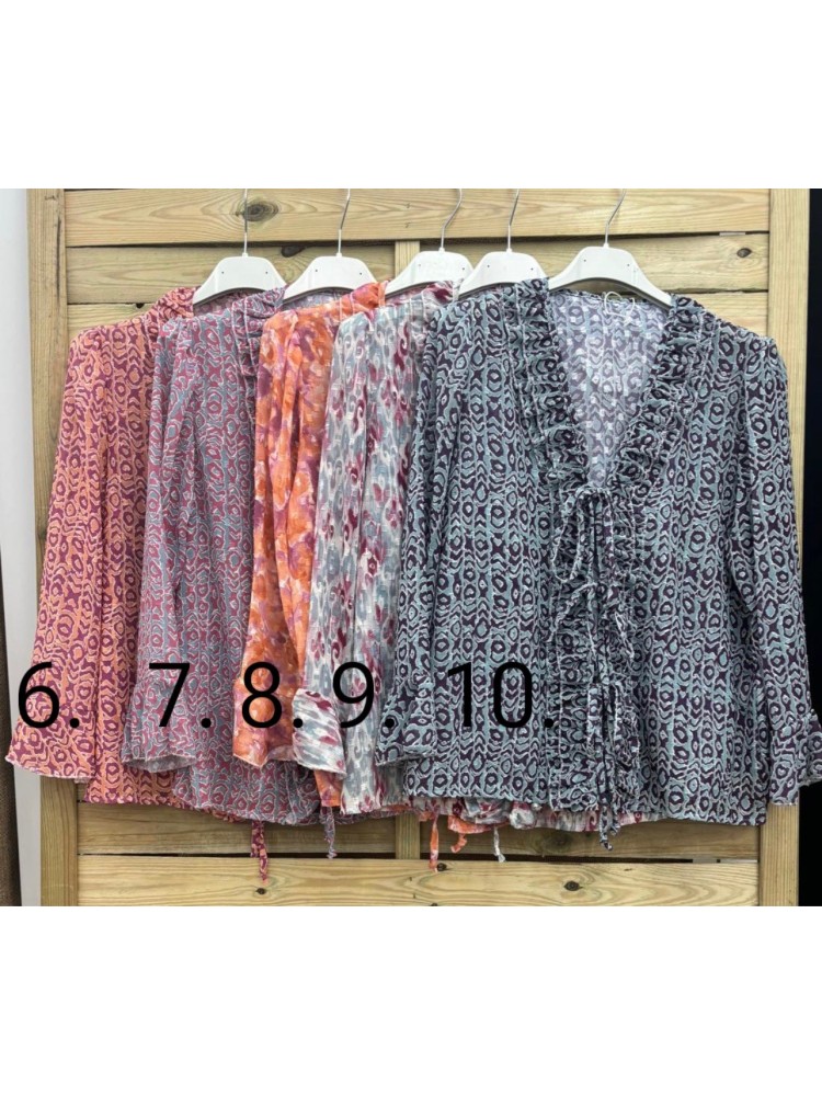 camisa estampada de gasa triple lazo