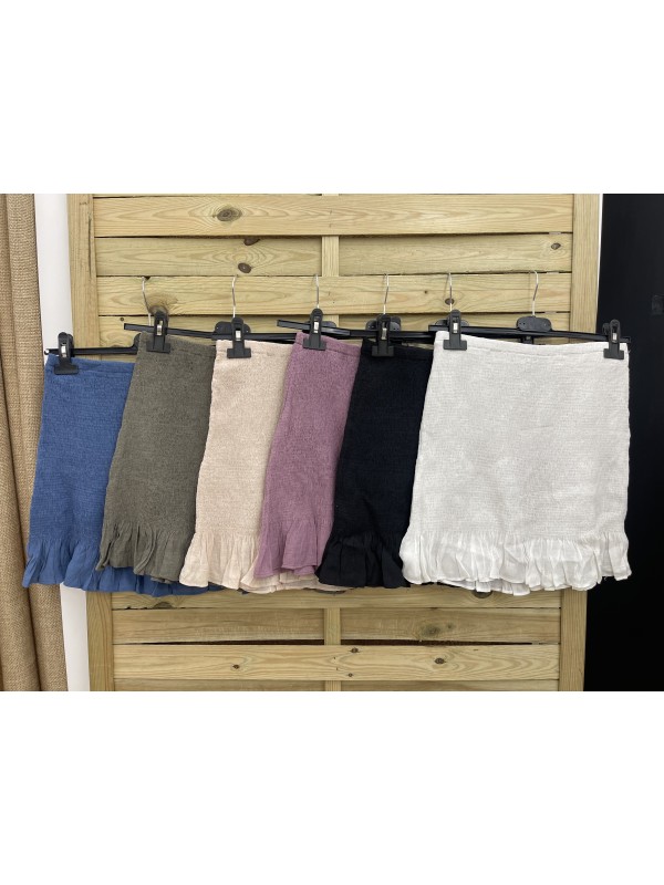 falda mini lisa fruncida con volantito