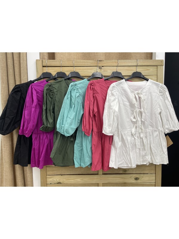 camisa triple lazo lisa manga corta