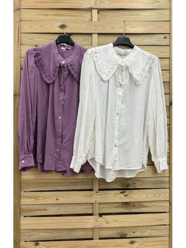 Camisa con cuello calado