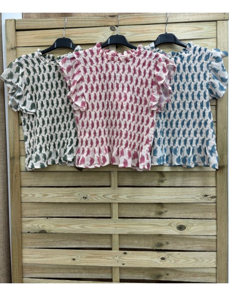 camisa fruncida de gasa estampados