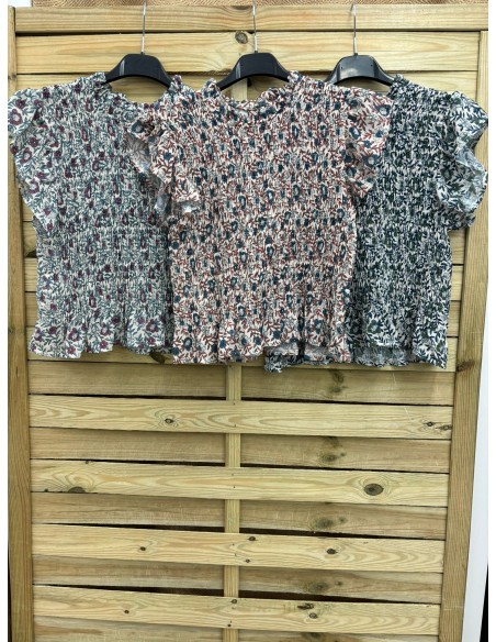 camisa fruncida de gasa estampados