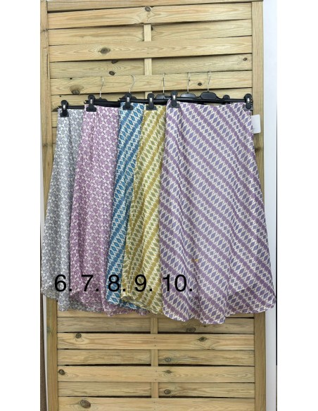 Falda midi de gasa estampada