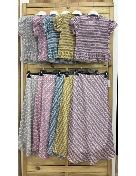 Falda midi de gasa estampada