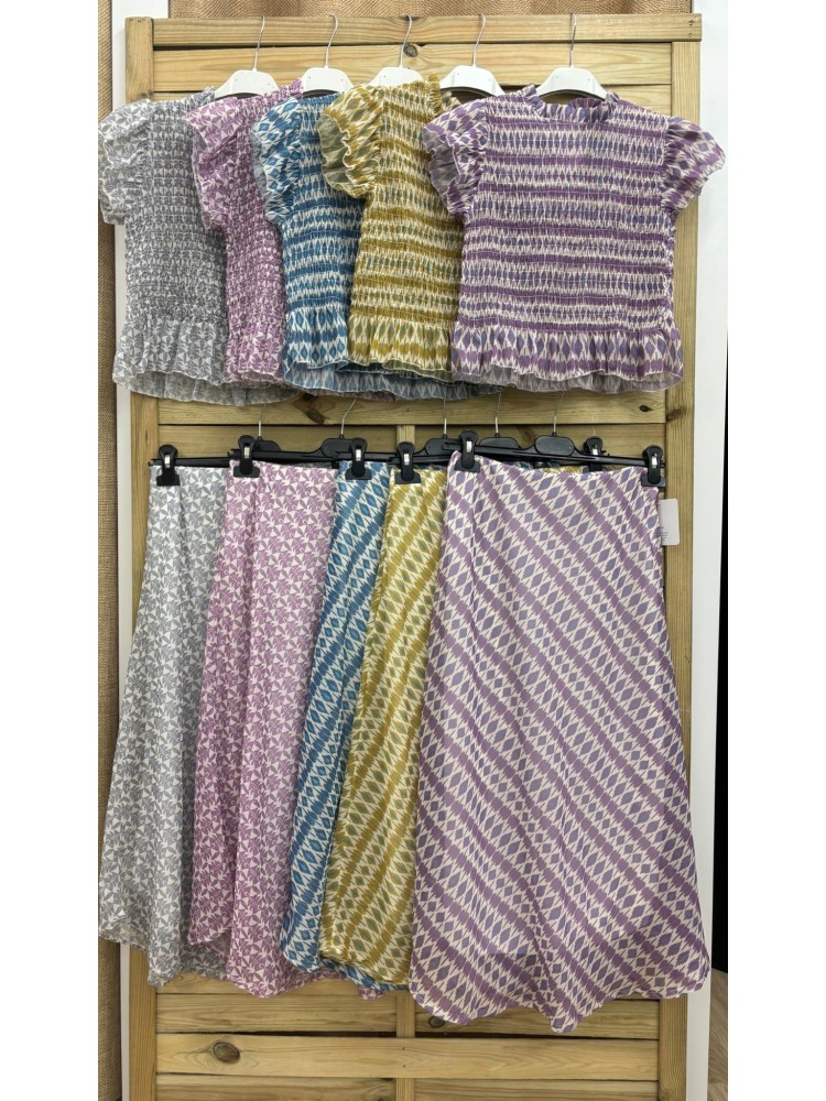 Camisa fruncida de gasa manga corta