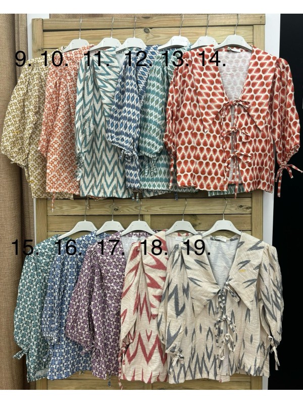 Camisa cuello en pico triple lazo 2