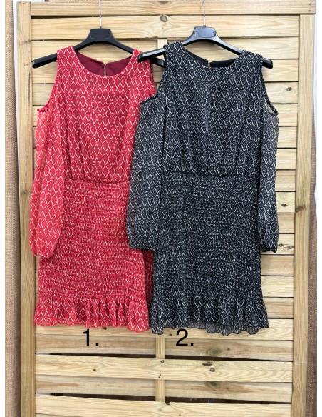 vestido de gasa abertura hombro