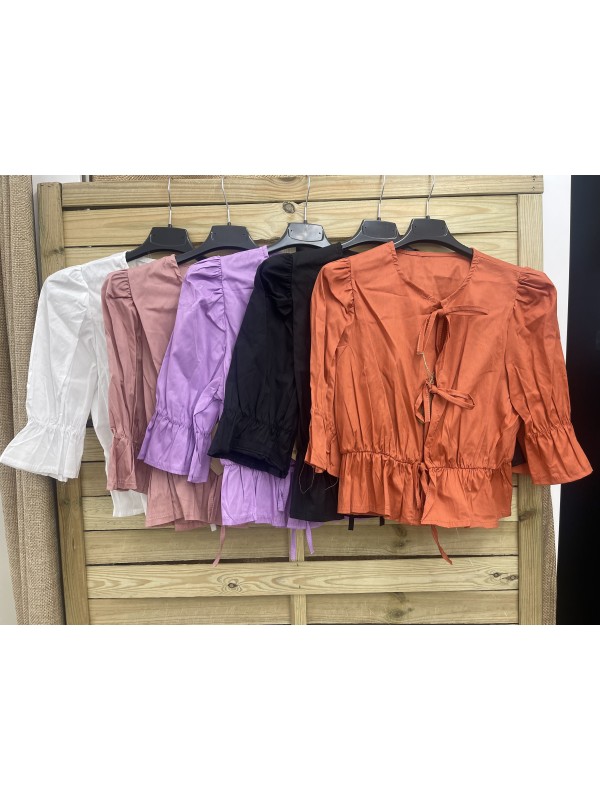 Camisa triple lazo lisa con elastico