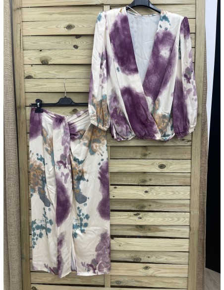 Conjunto de blusa y falda con nudo