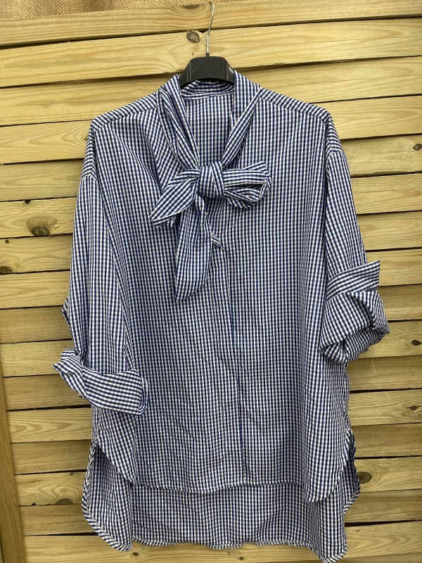 Camisa lazo en cuello de vichy