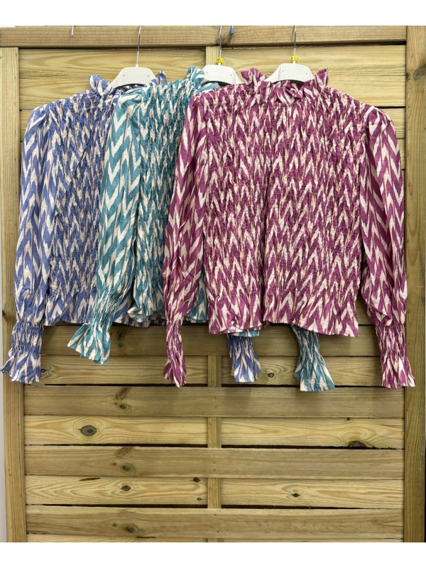 Camisa fruncida estampado picos