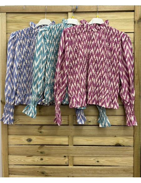 Camisa fruncida estampado picos