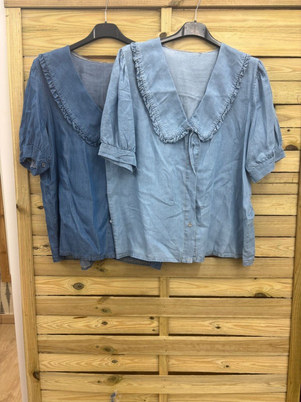 camisa vaquera cuello bobo