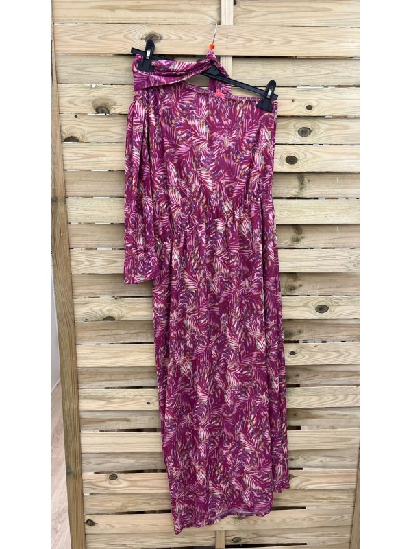 vestido largo con una manga estampado con lazo