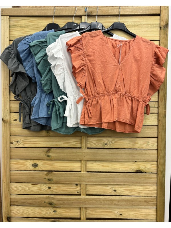 camisa con cordon lateral y volantitos