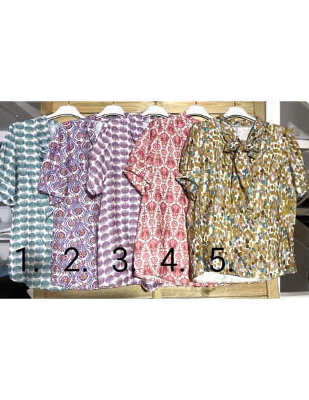 Camisa estampada lazo de manga corta