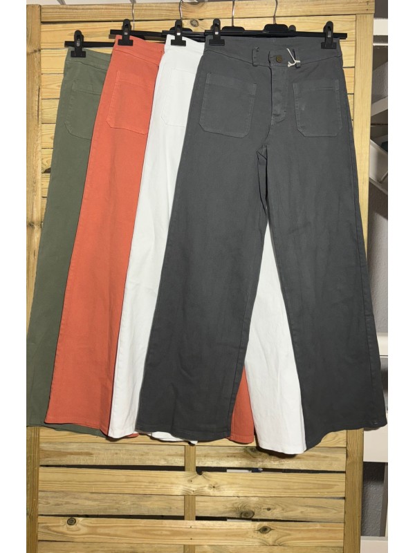 Jeans culotte lisos bolsillos delanteros