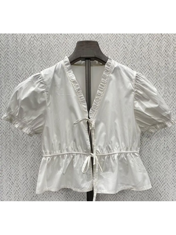 Camisa doble lazo de pico con volantito