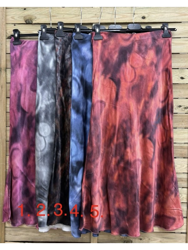 falda midi saten tie dye