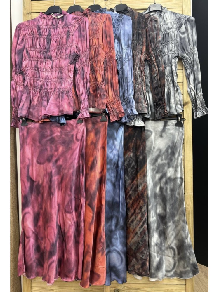 falda midi saten tie dye