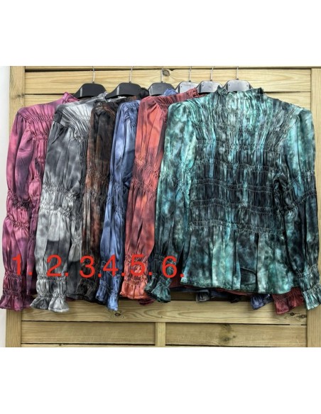 camisa fruncida saten tie dye