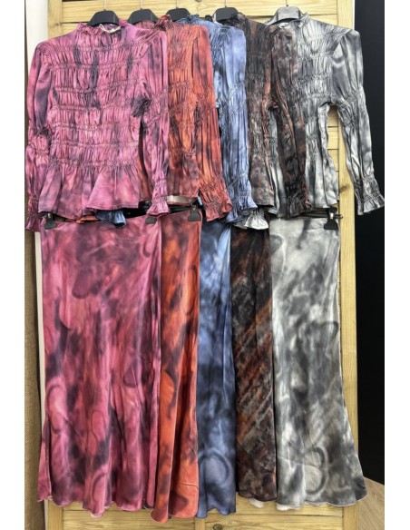 camisa fruncida saten tie dye