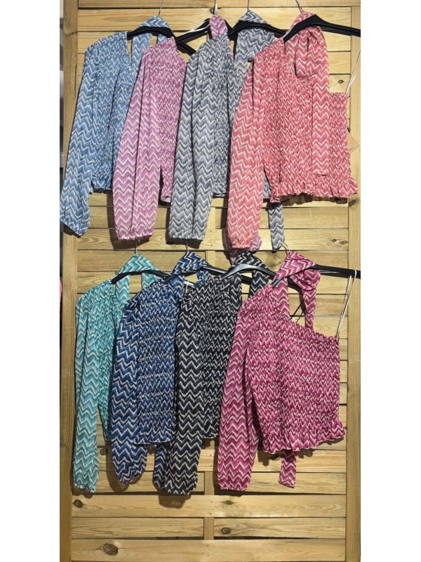 Camisa zig zag asimétrica con lazo