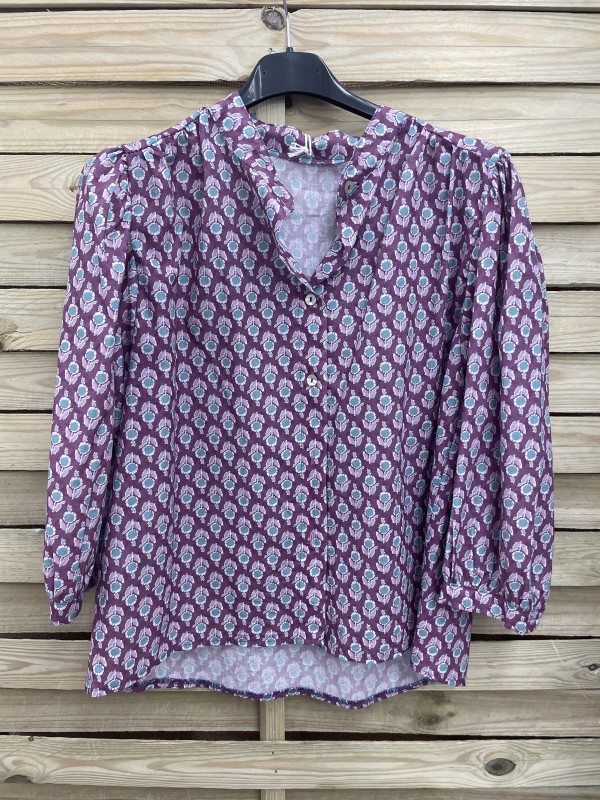 camisa estampado flores con botones