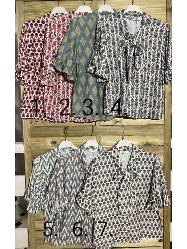 Camisa con lazo y volante en manga